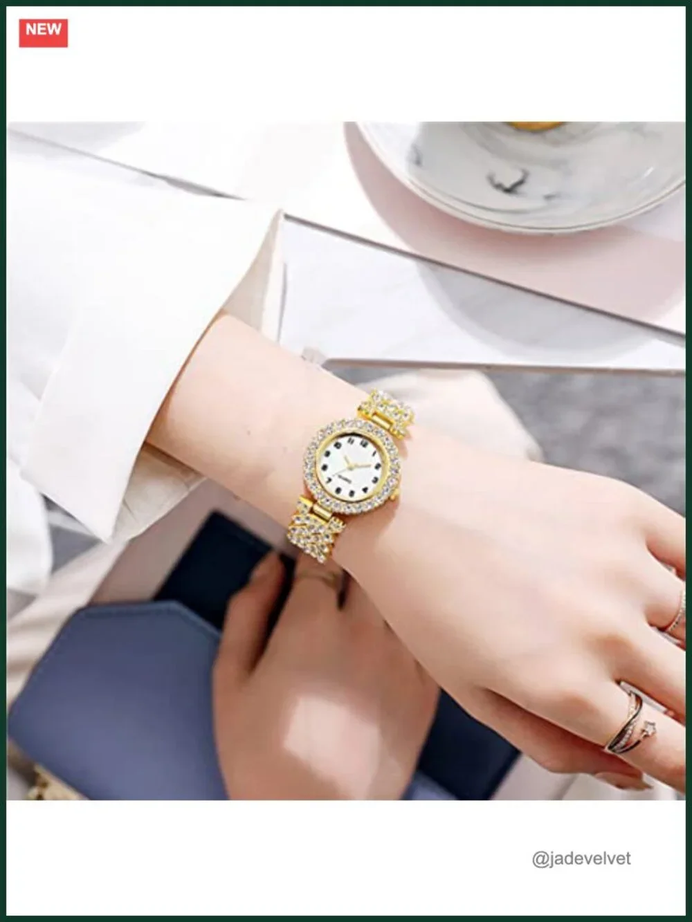 SENRUD Women's Analog Quartz Watch and Bracelet Set Crystal Accent